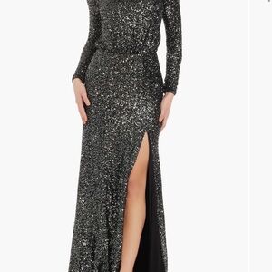 Dress the Population Black Sequin Long Sleeve Gown